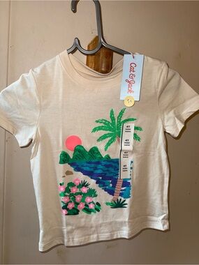 Cat & Jack 4T Beach Sunset Graphic Tee NWT Summer Kids Shirt New